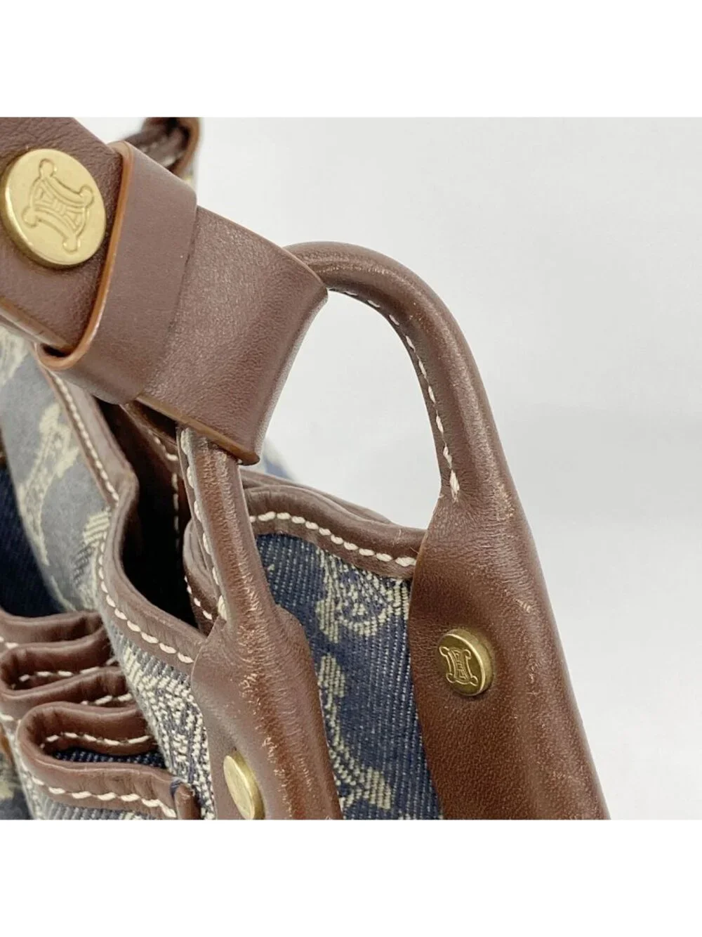 Celine Shoulder Bag C Macadam Denim Blue Gold